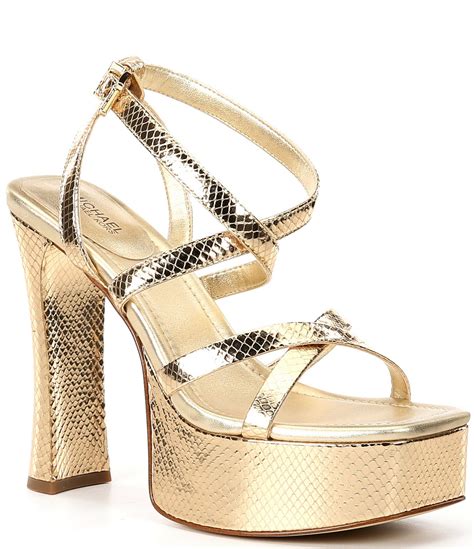 michael by michael kors sandals gold snake print|MICHAEL by MICHAEL KORS Gold Snake Print Leather Ankle .